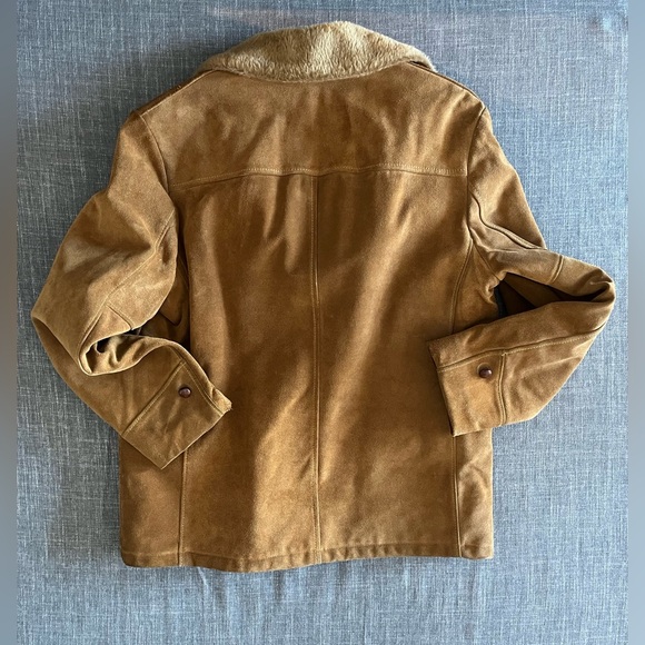 Vintage 1970s Sears The Leather Shop Suede & Sherpa Cattleman Coat Jacket Sz 42 - Picture 9 of 11